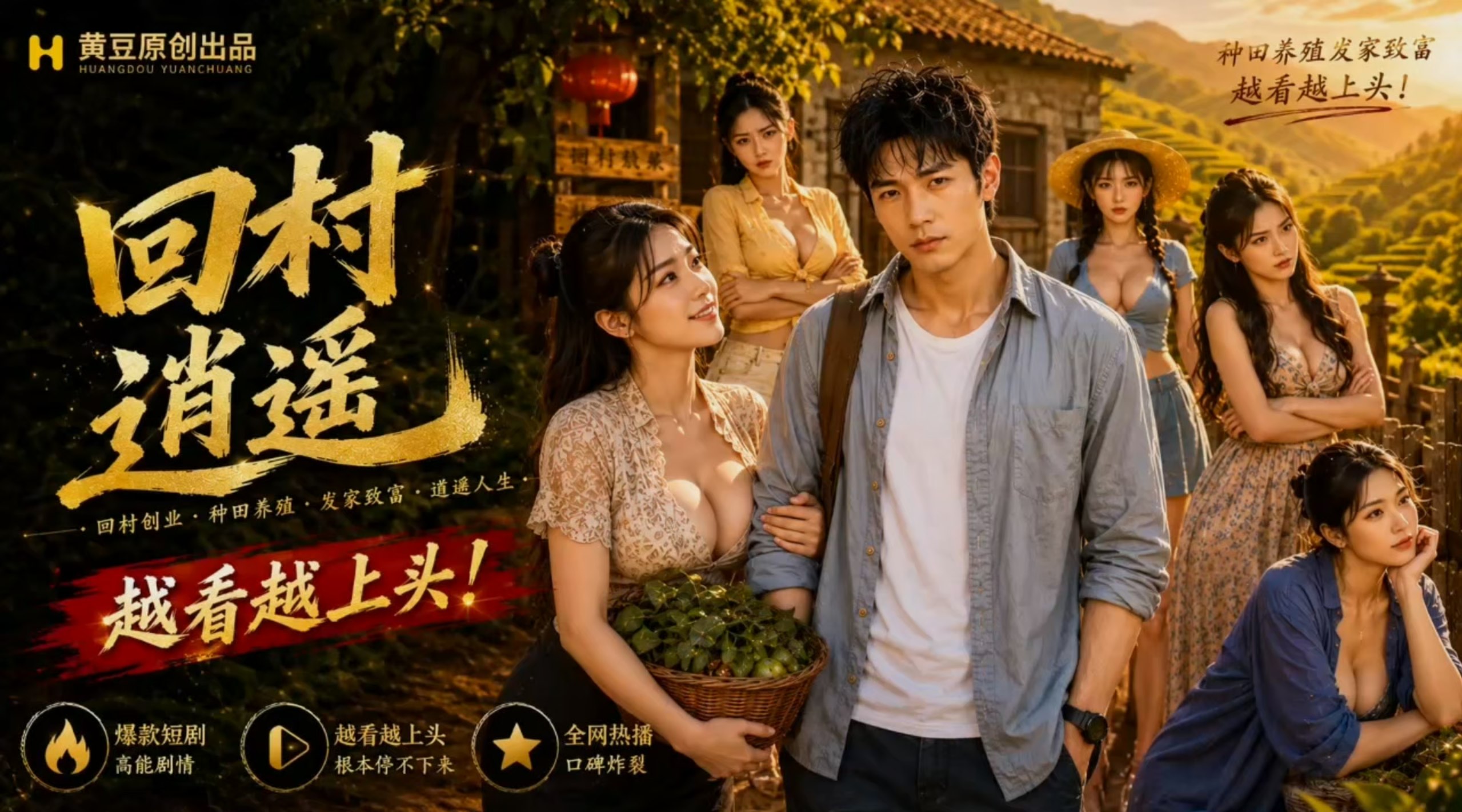 ai短剧/NTL/后宫/34分 回村逍遥1-10集完结版 回村收服嫂子、老师、学生 度雷夸u